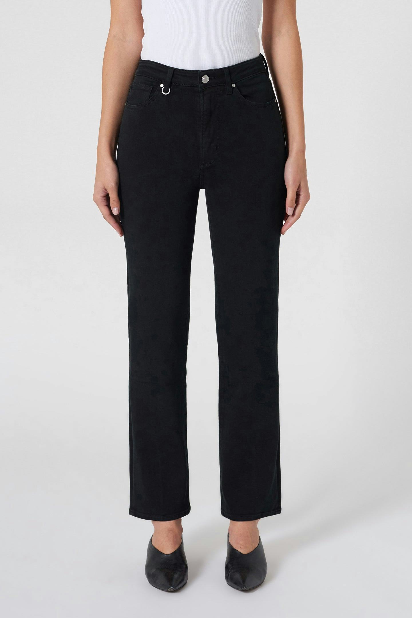 Kate Straight Premium Stretch - Noir Neuw dark black womens-jeans 